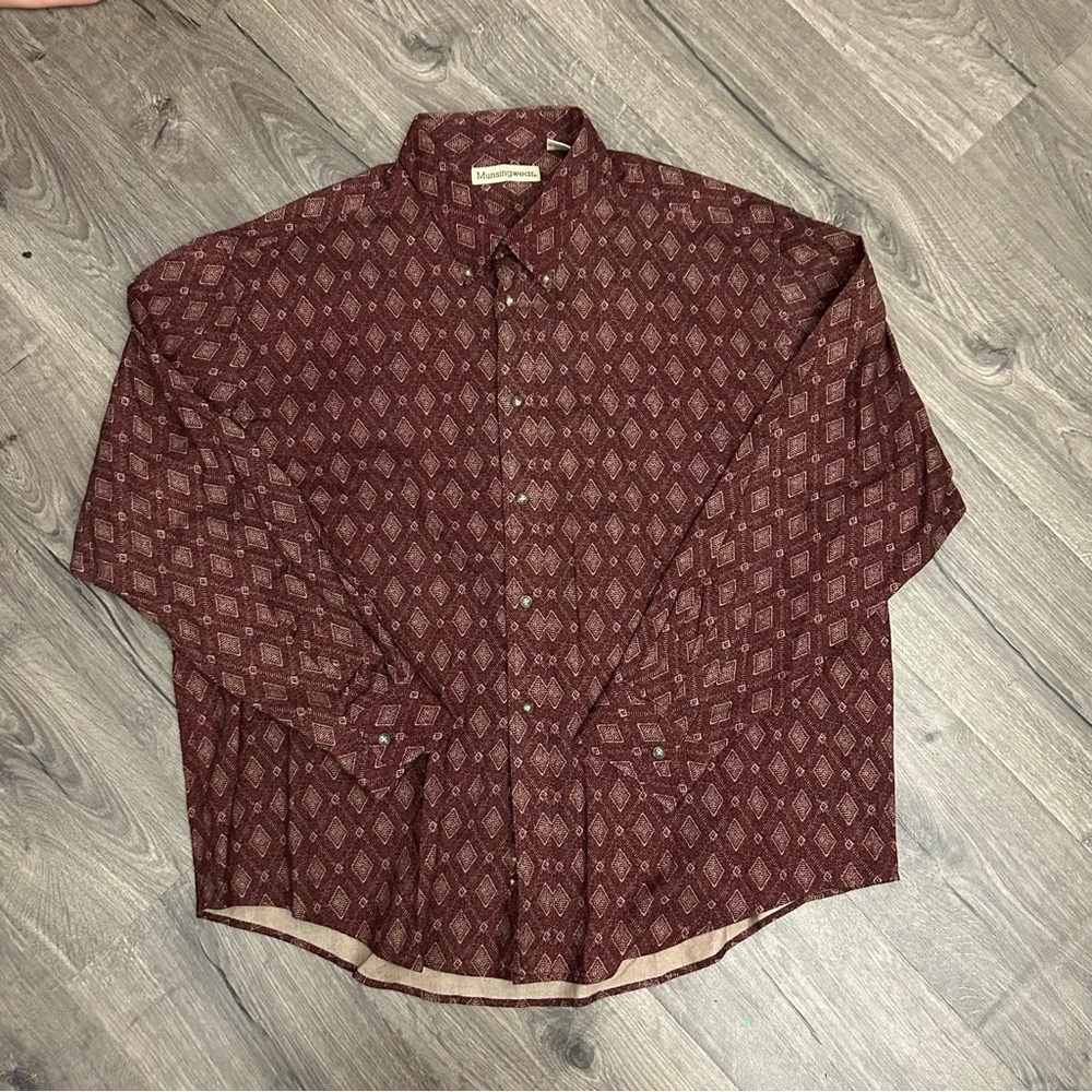 Munsingwear Diamond Long Sleeve Button Down Shirt Size XXL